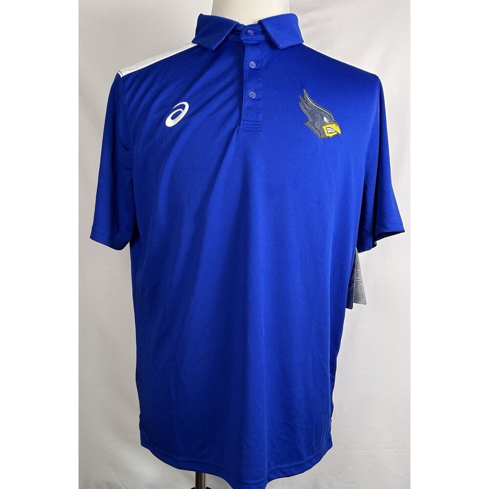 New ASICS Kenwood High School Men's Large Polo Button Up Collar Blue NWT